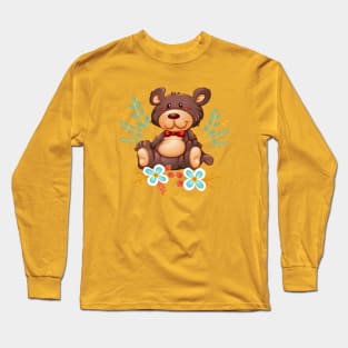 Cute Bear Animals Flower Long Sleeve T-Shirt